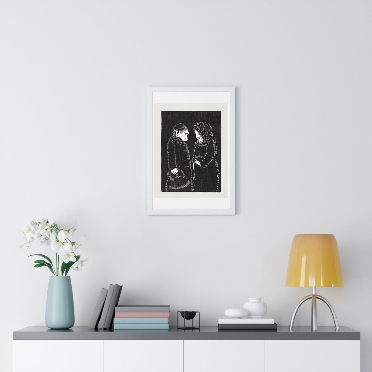 Fantastical Man and Woman 'Fantasie Man en Vrouw' (1929) by Samuel Jessurun de Mesquita, from the Original, Framed Art Print