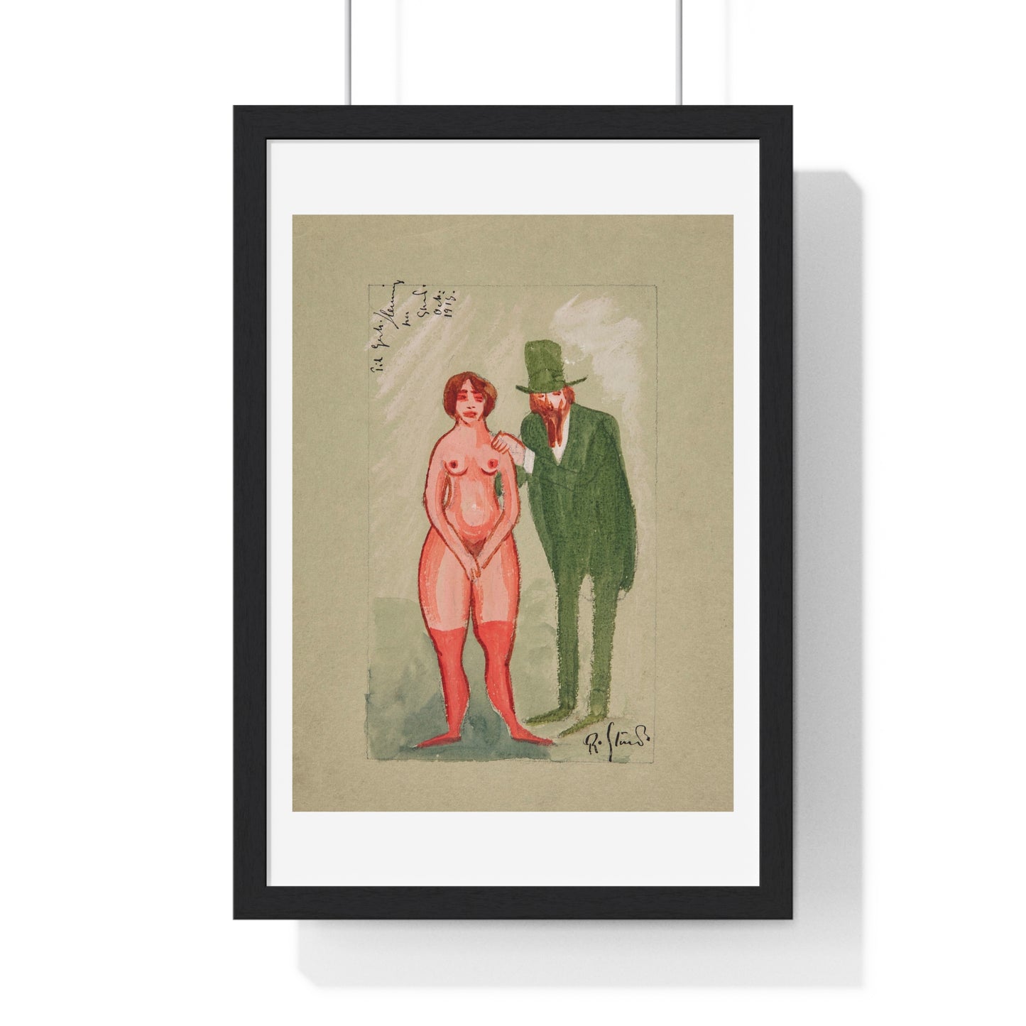 Pink Lady and Green Man by Robert Storm Petersen, from the Original, Framed Art Print