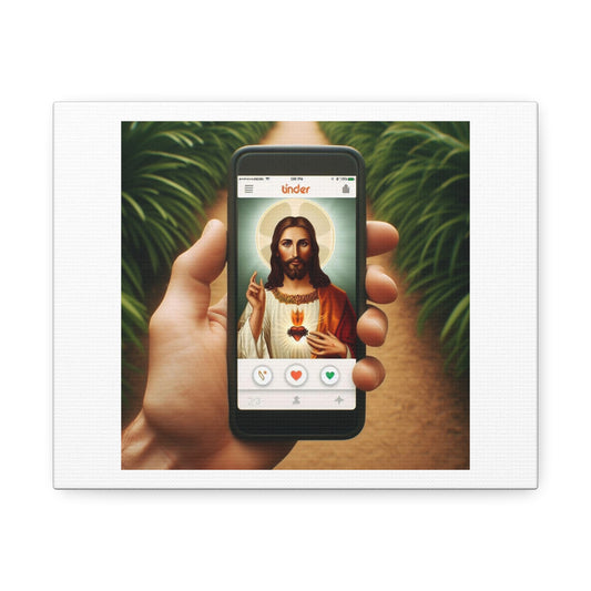 Tinder is a Sign You Need Jesus! 'Designed by AI' Art Print on Canvas
