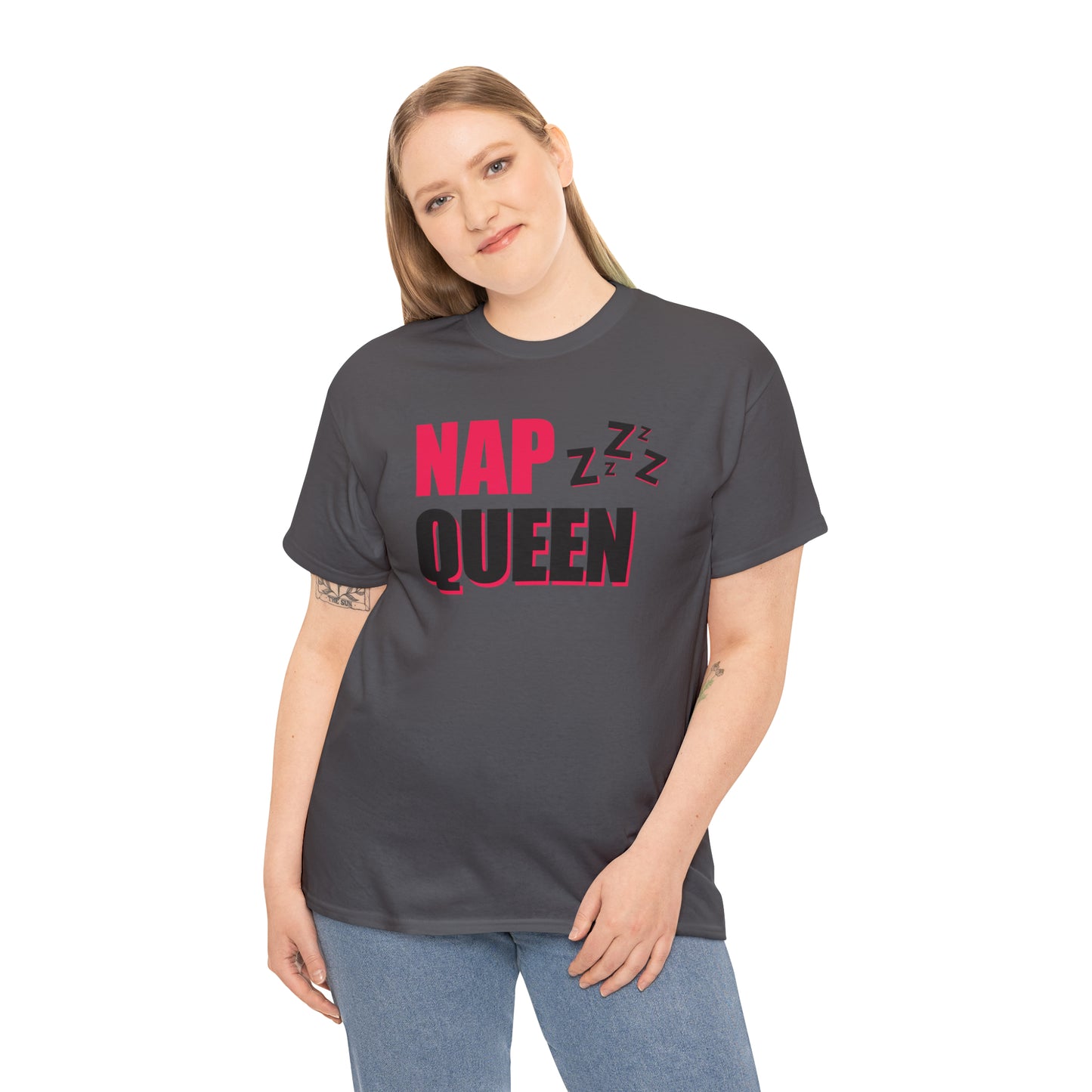 Nap Queen ヘビーコットン Tシャツ ユニセックス ワールドワイドサイズ 昼寝、睡眠、怠惰、休息