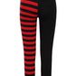 Banned Half Black-Half Stripes Leggings in Red