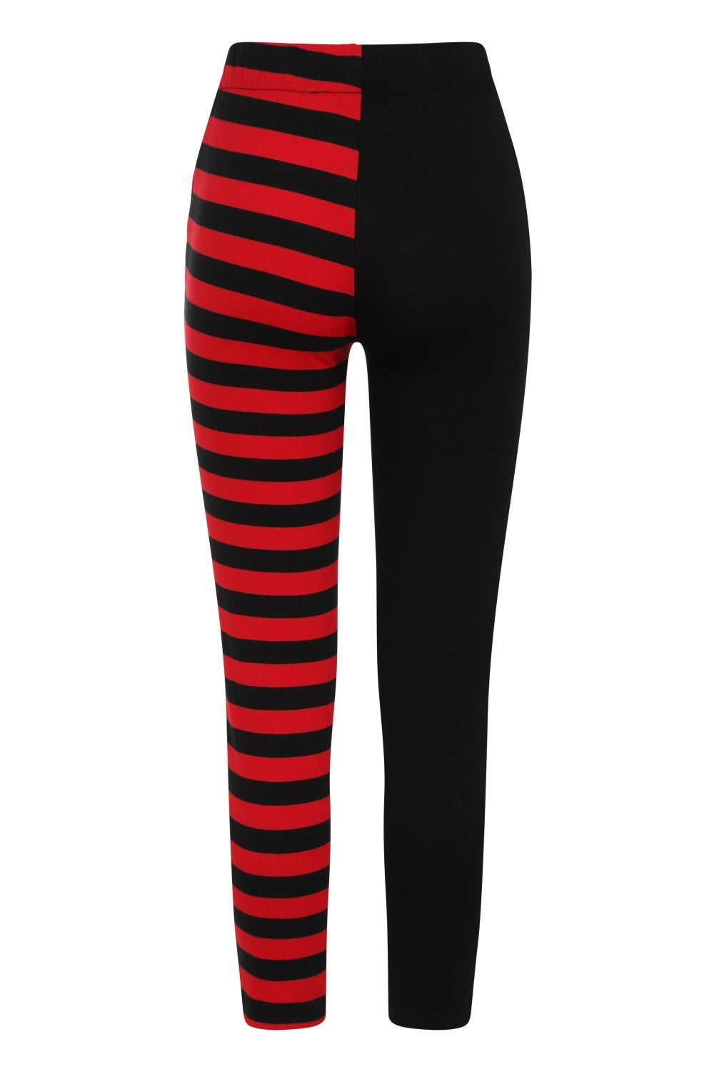 Banned Half Black-Half Stripes Leggings in Red