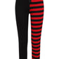 Banned Half Black-Half Stripes Leggings in Red