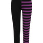 Banned Half Black-Half Stripes Leggings in Purple