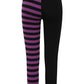 Banned Half Black-Half Stripes Leggings in Purple