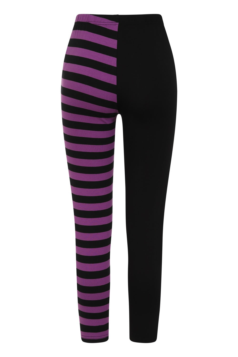 Banned Half Black-Half Stripes Leggings in Purple