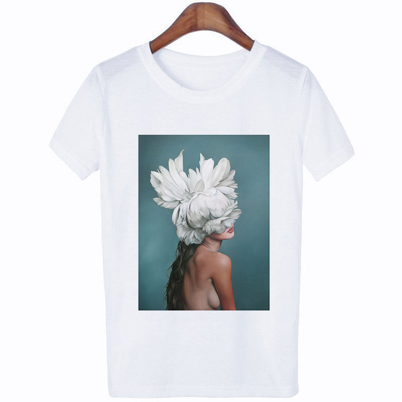 Art Girl Print Fashion T-Shirt