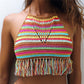 Crochet Colour Stripes Boho Chic Bikini Top with Tassels