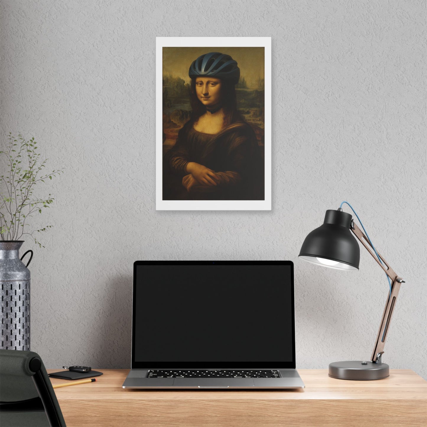 Biker Mona Lisa 'Created by AI' Canvas Art Print