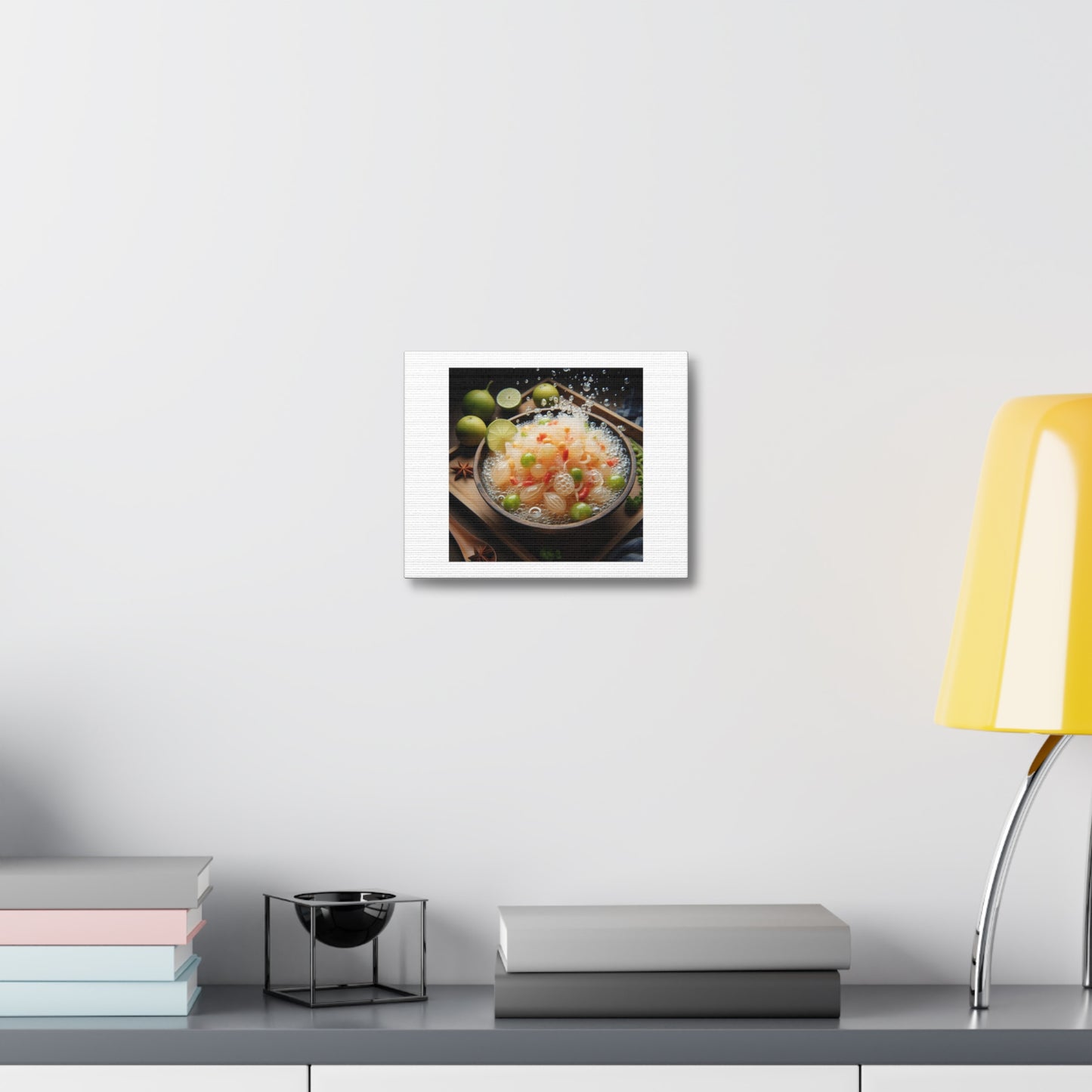 Thai Pomelo Salad Fizzing Like its Alive Foodie Art Print 'Designed by AI' on Satin Canvas