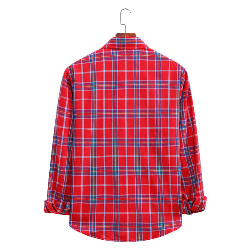 Men's Fashion Plaid Check Long-Sleeve Shirt