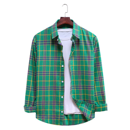 Men's Fashion Plaid Check Long-Sleeve Shirt