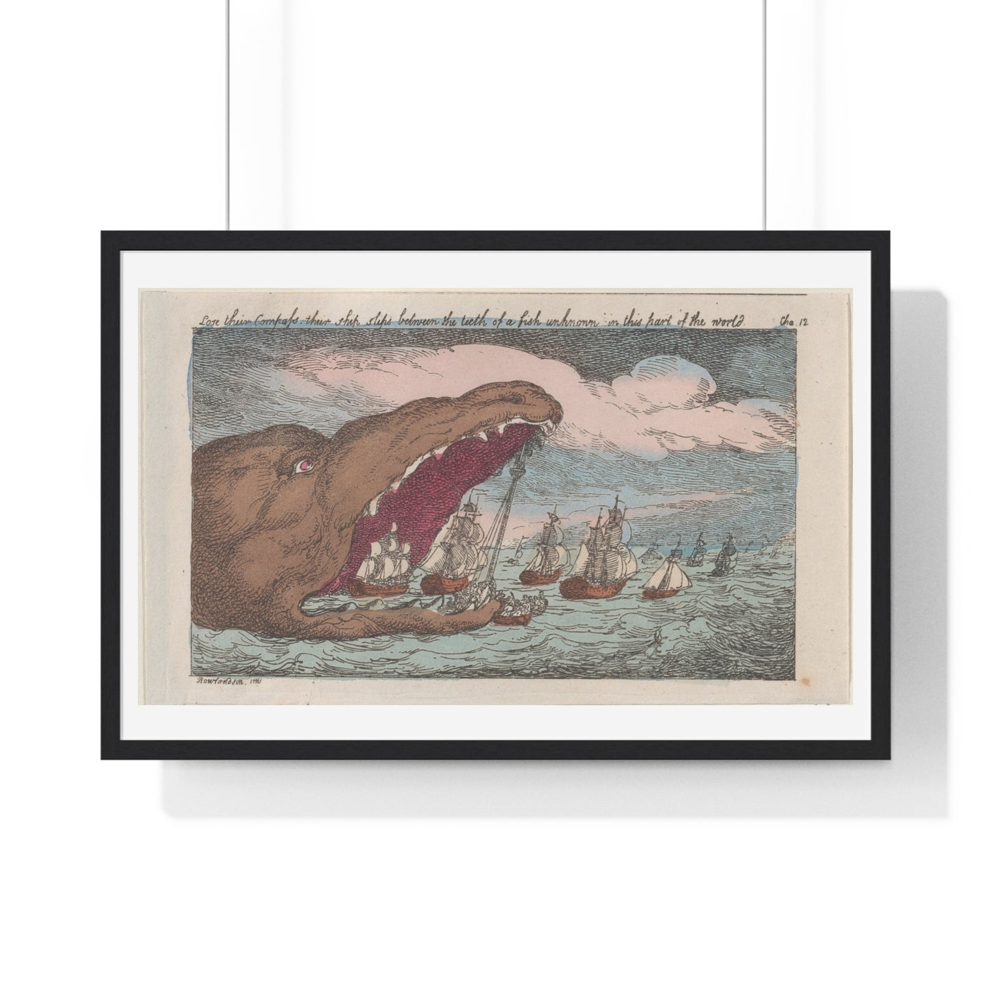 Lose their Compass, their Ship Slips Between the Teeth of a Fish Unknown in this Part of the World (1809) from the Original, Framed Print