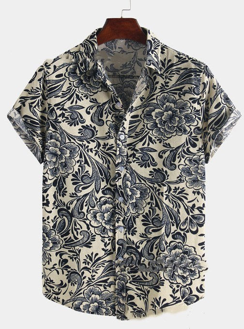 Men's Paisley Print Short Sleeve Shirt