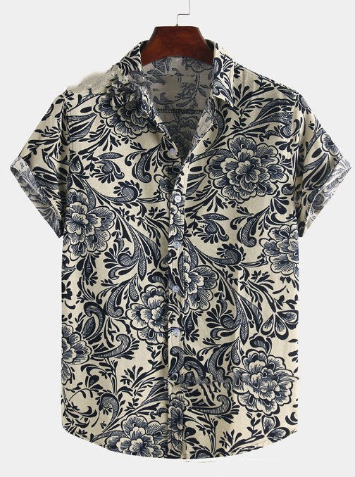 Men's Paisley Print Short Sleeve Shirt