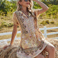 Vireous Floral Print Boho Holiday Style Dress