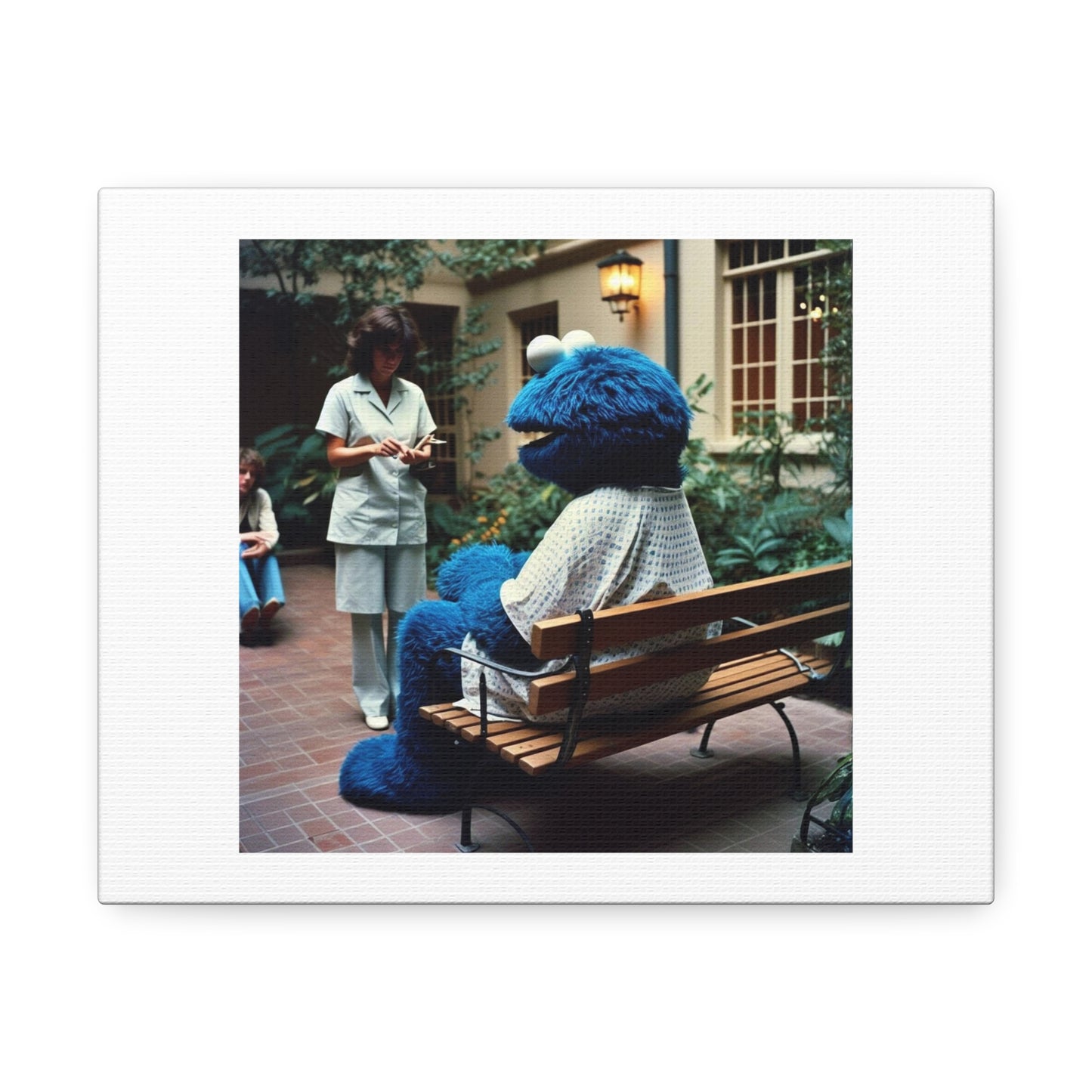 Cookie Monster Was Checked Into Rehab and Was Barely Coherent 'Designed by AI' Art Print on Canvas