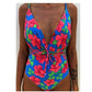 One-Piece Swimsuit Backless Monokini, Tropical Designs