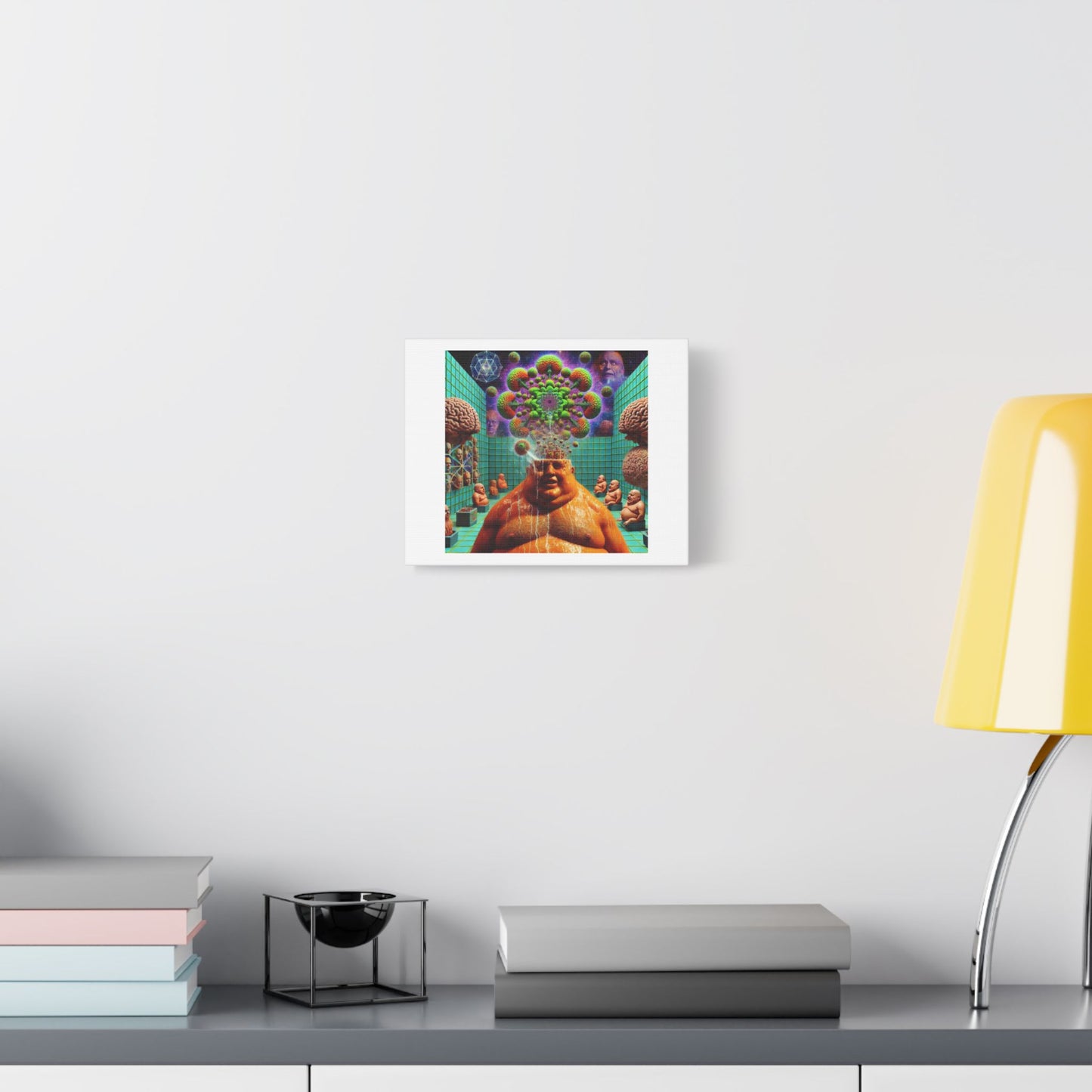 Mind Trip II, Psychedelic Art Print 'Designed by AI' on Satin Canvas, Stretched