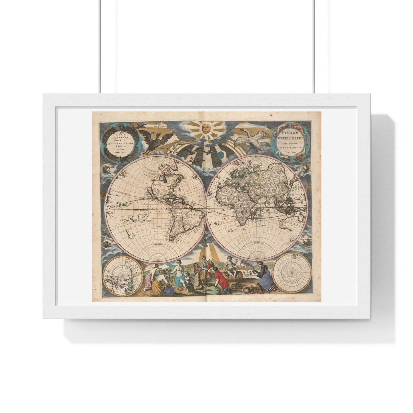 Antique Map 'Orbis Terrarum Nova et Accuratissima Tabula' (1658) from the Original, Framed Print