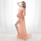 Vireous Women's Long Chiffon Maternity Gown