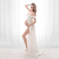 Vireous Women's Long Chiffon Maternity Gown