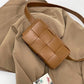 Belt Handbag, Cassette Weave Small Cowhide Leather Flap Bag