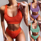 Athletic-Fit Ribbed Bikini, Women's High Waist Two-Piece, Multi Colours