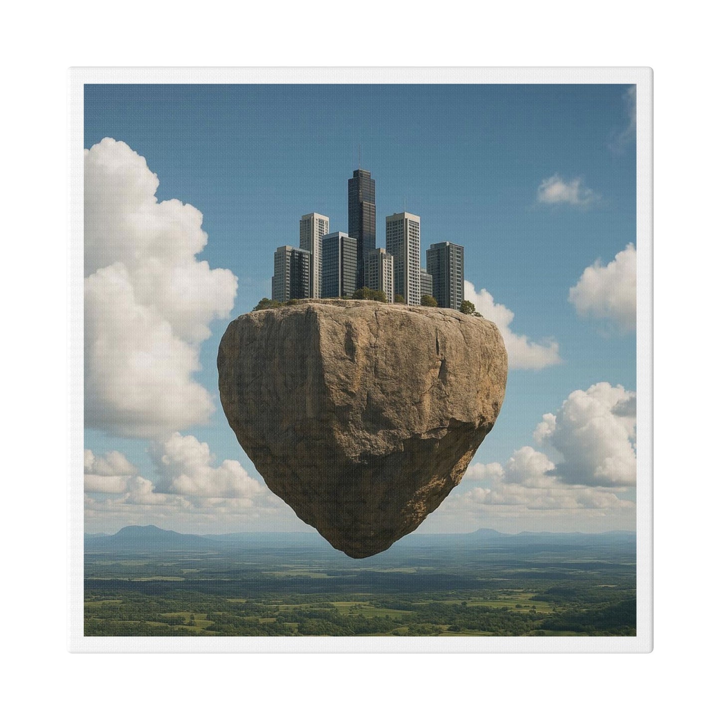 Levitated Mass Suspended Above a Beautiful Landscape II 'Designed by AI' Canvas Art Print