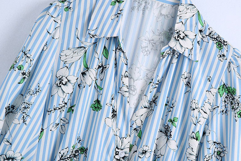 Vireous New Season Vintage-Style Printed Shirt Dress