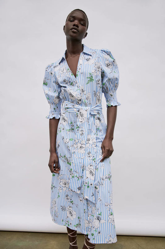 Vireous New Season Vintage-Style Printed Shirt Dress