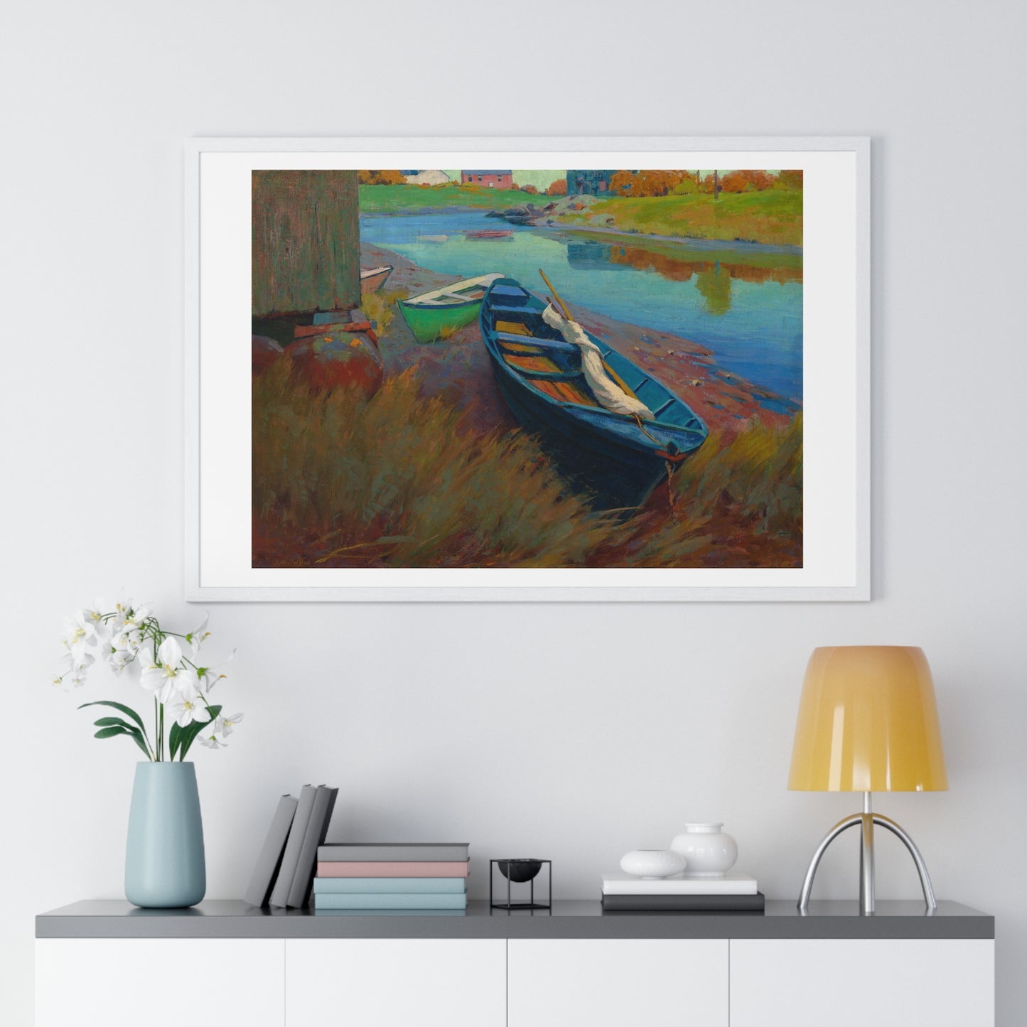 Boats at Rest (circa 1895) by Arthur Wesley Dow, from the Original, Framed Print