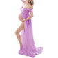 Vireous Women's Long Chiffon Maternity Gown