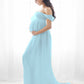 Vireous Women's Long Chiffon Maternity Gown