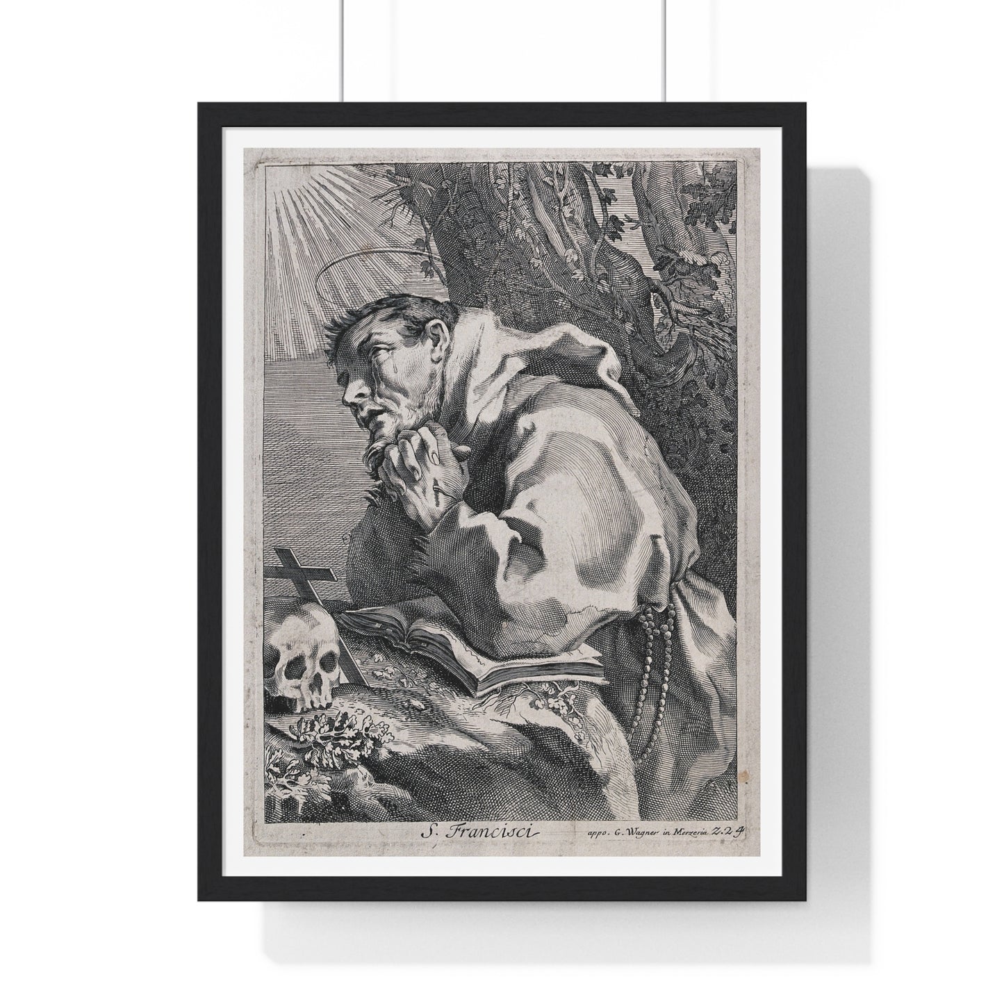 Saint Francis of Assisi in Ecstasy, from the Original Etching, Framed Art Print