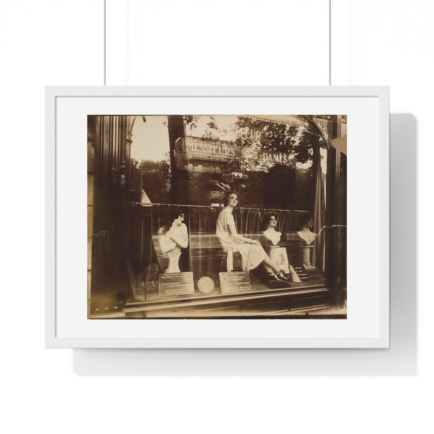 Salon de Coiffure 'Hairdresser's Shop' by Eugène Atget, from the Original, Framed Print