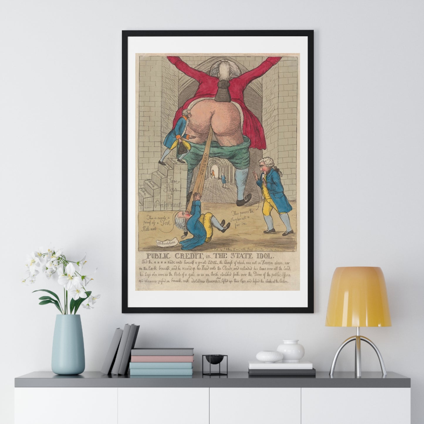 Satirical Print 'Public Credit, Or, The State Idol' (1791) by William Dent, from the Original, Framed Print