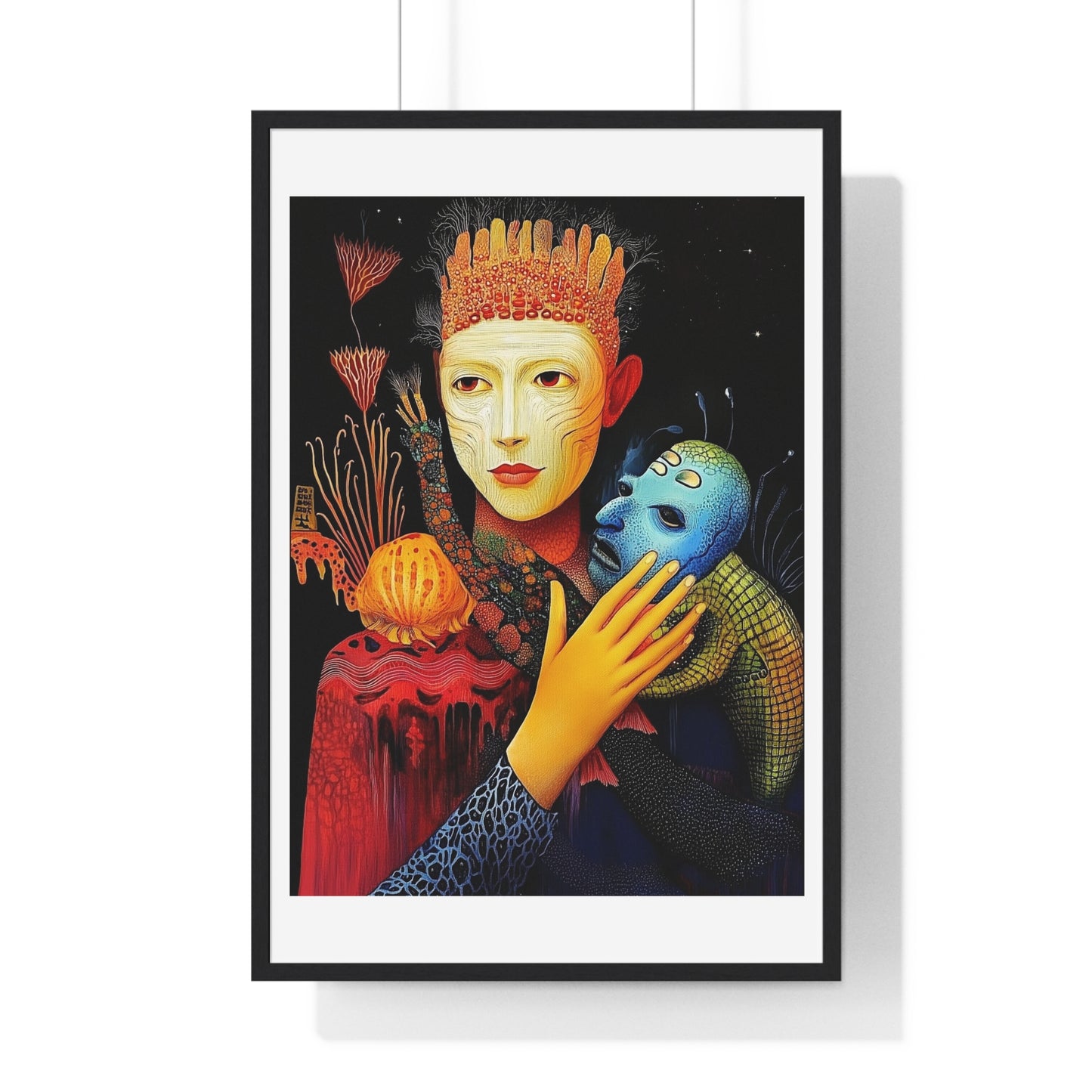 The Beauty and the Mask 'Designed by AI' Framed Art Print