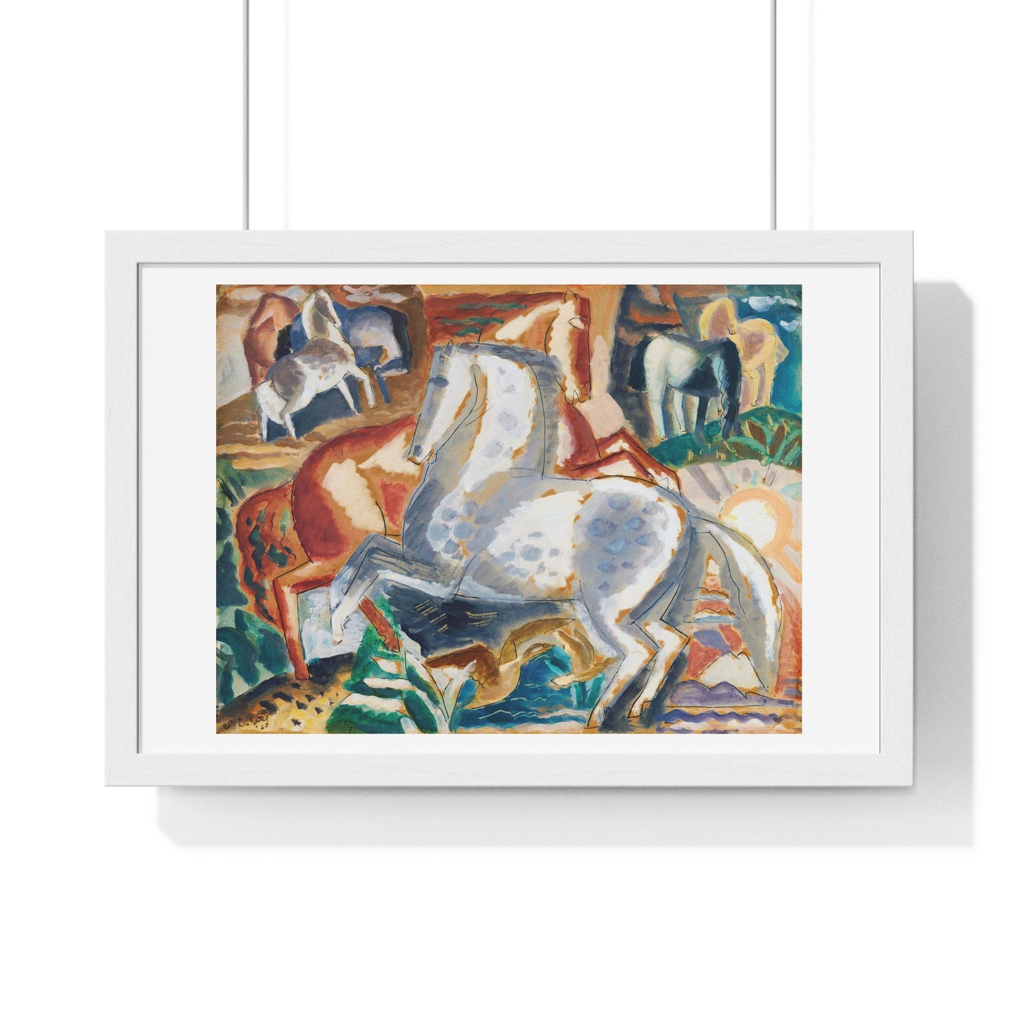 Horses in Landscape (1928) by Leo Gestel, from the Original, Framed Art Print