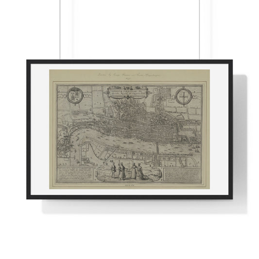 Tudor Antique Map of London (1572) 'Londinum Feracissimi Angliae Regni Metropolis' from the Original, Framed Print