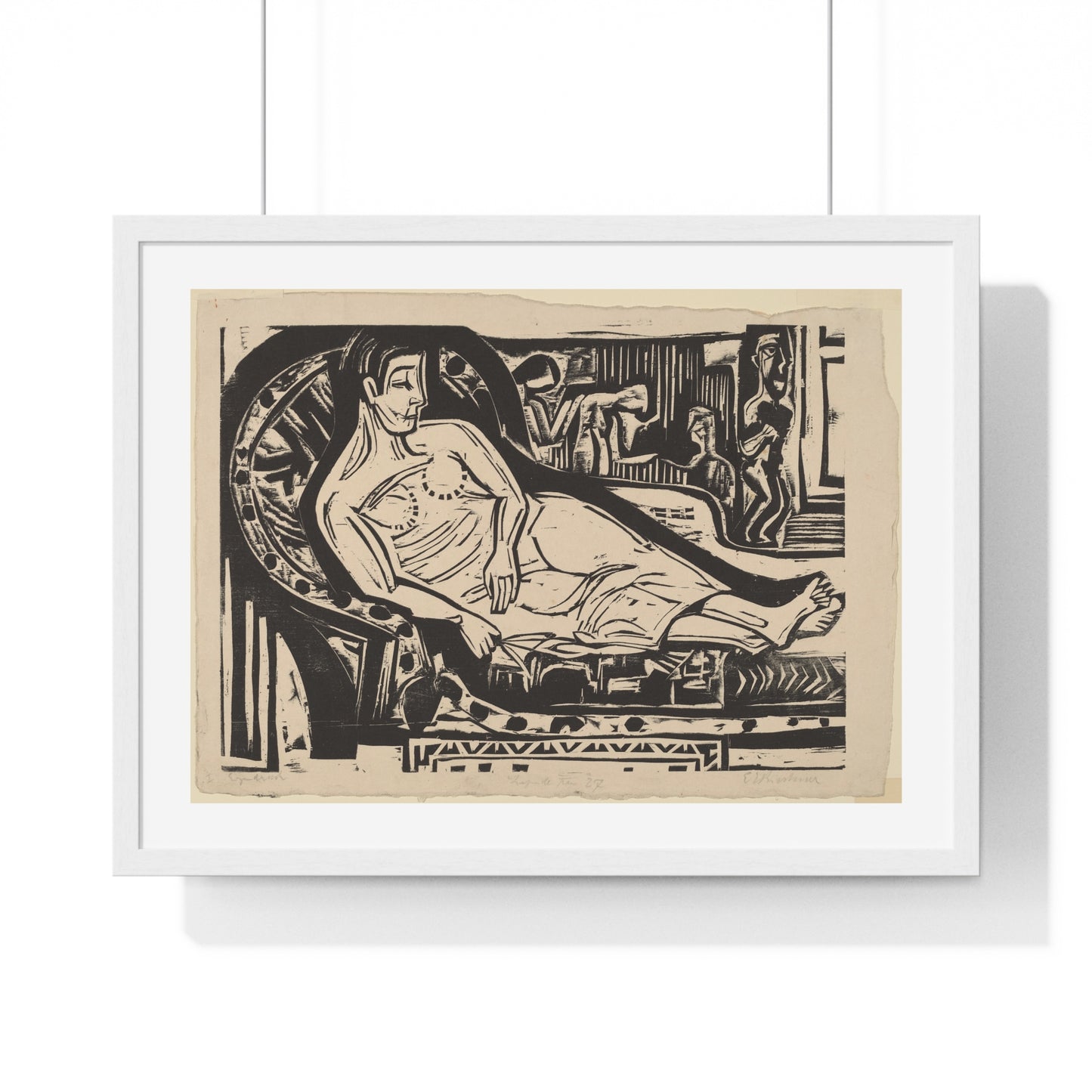Woman Lying on a Sofa (1926) by Ernst Ludwig Kirchner, from the Original, Framed Art Print