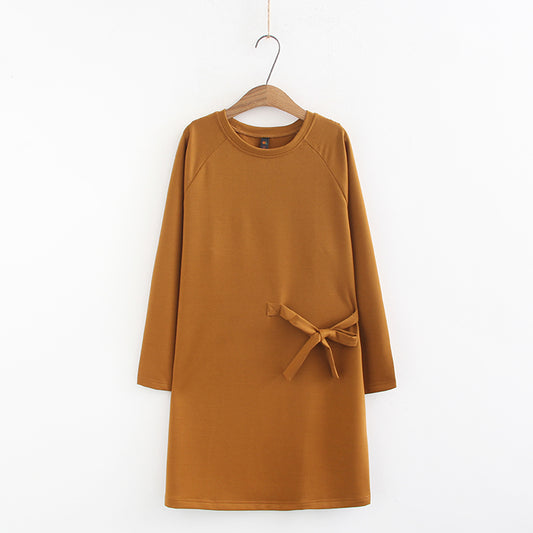 Vireous  Round Neck Pullover Plus-Size Knitted Dress
