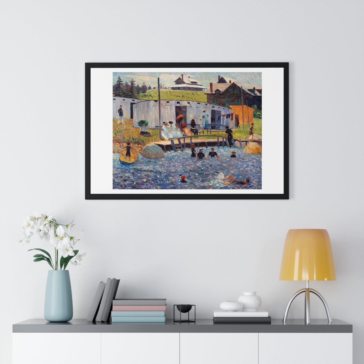 The Bathing Hour, Chester, Nova Scotia (1910) by William James Glackens, from the Original, Framed Print