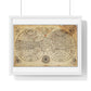 Antique Textile World Map Sampler (1790s) from the Original, Framed Print