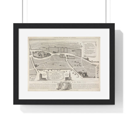 Antique Map of the Parish of St Giles in the Fields, London (1818), from the Original, Framed Art Print