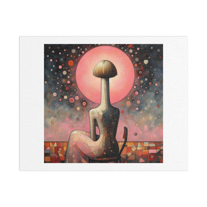 Strange Pink Beauty, Long Neck Woman 'Designed by AI' Art Print on Canvas