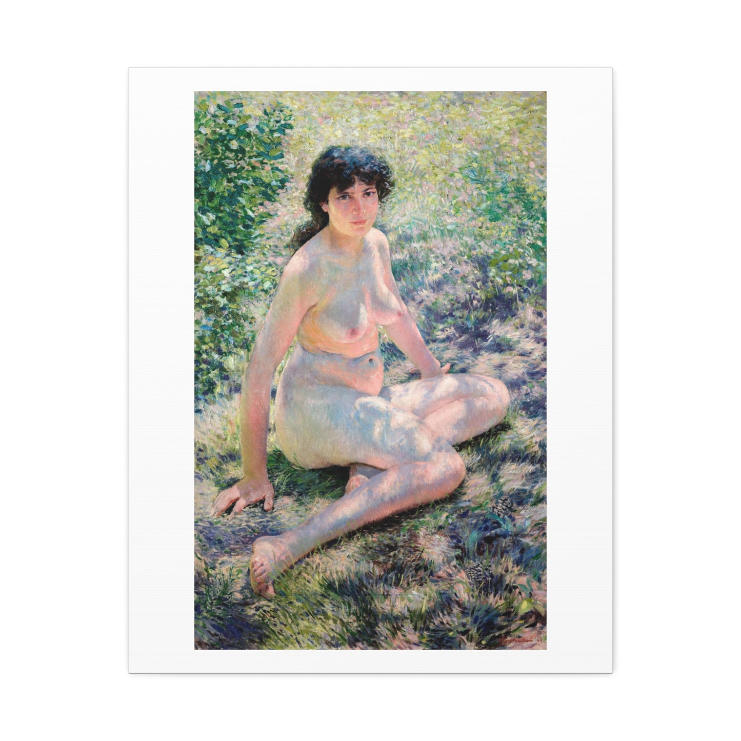 Seated Nude 'July' (1893) by Otto H Bacher, Art Print from the Original on Canvas