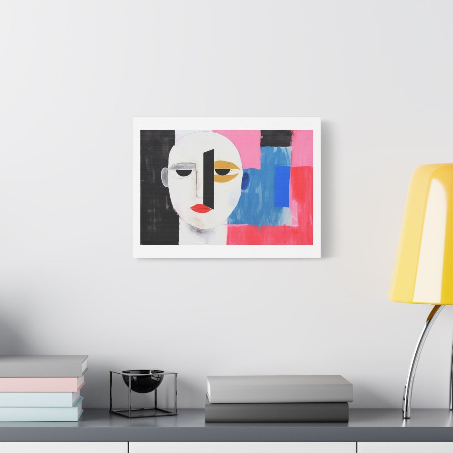 Minimal Simple Male Portrait Abstract Painting 'Designed by AI' Art Print on Canvas