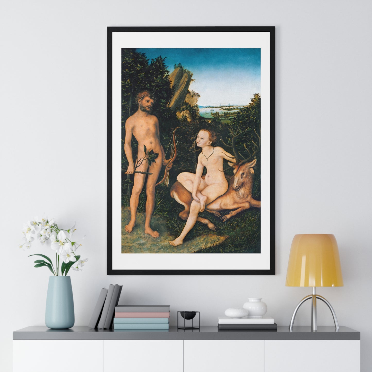 Apollo and Diana (1530) by Lucas Cranach, from the Original, Framed Art Print