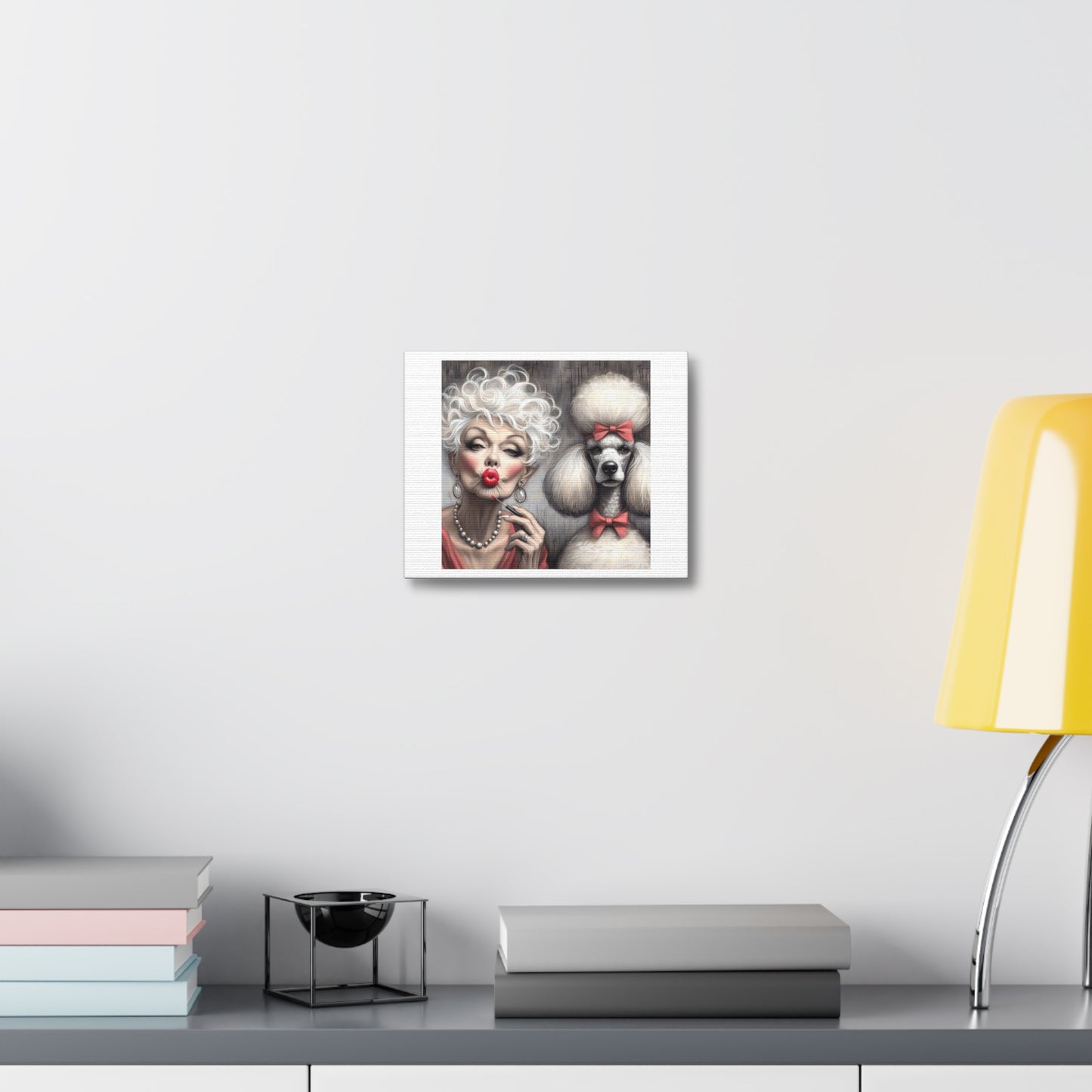 Diva and the Poodle Portrait Art 'Designed by AI' Print on Canvas